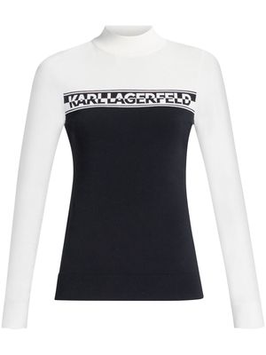 Karl Lagerfeld two-tone logo-intarsia jumper - Black