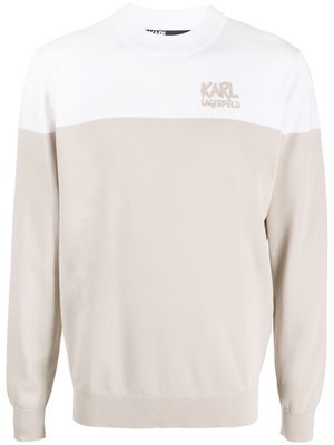 Karl Lagerfeld two-tone logo-patch sweatshirt - Neutrals