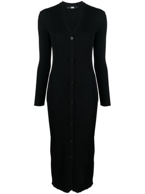 Karl Lagerfeld V-neck knitted midi dress - Black
