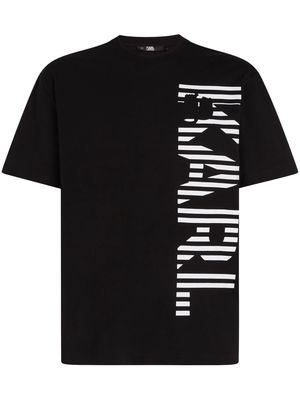 Karl Lagerfeld vertical logo-print organic cotton T-shirt - Black