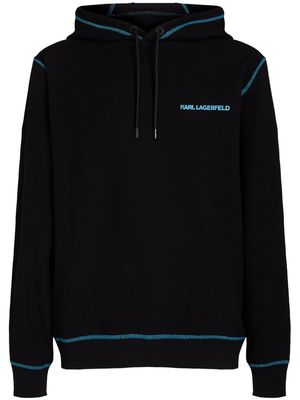 Karl Lagerfeld waffle-knit organic-cotton hoodie - Black