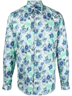 Karl Lagerfeld watercolour floral-print shirt - Green