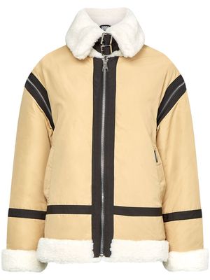 Karl Lagerfeld x Cara Delevingne faux-fur biker jacket - Neutrals