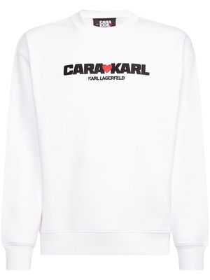 Karl Lagerfeld x Cara Delevingne logo-embroidered sweatshirt - White