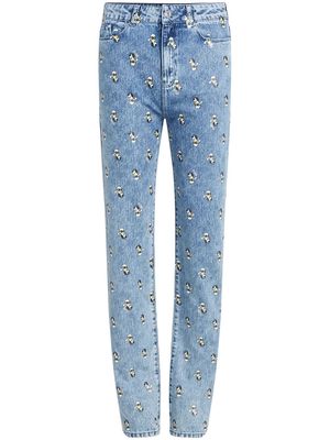 Karl Lagerfeld x Disney printed mid-rise straight jeans - Blue