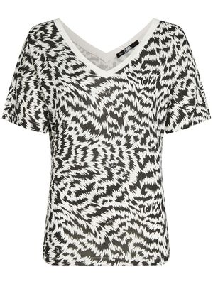 Karl Lagerfeld zebra-print V-neck T-shirt - White