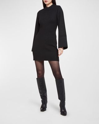 Karl Marled Knit Mock-Neck Sweater Dress