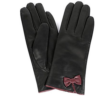 Karla Hanson Women's Leather Touch Screen Glove s w/ Bow