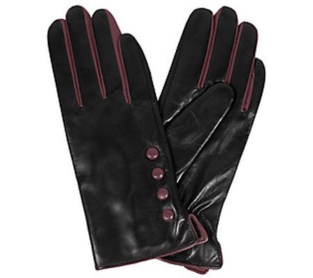 Karla Hanson Women's Leather Touch Screen Glove with Buttons