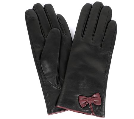 Karla Hanson Women's Leather Touch Screen Gloves w/ Bow