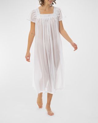 Karmen Ruched Square-Neck Nightgown