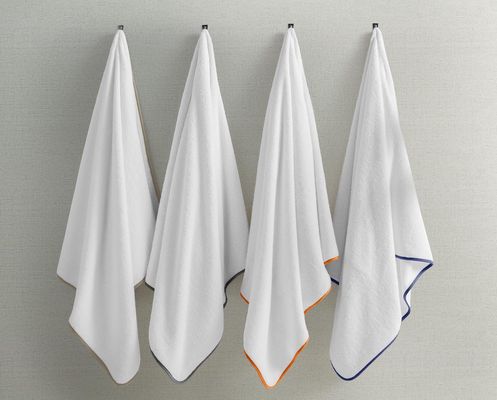 Kassatex Ducap Pool Towel in White/Orange 35" x 70"