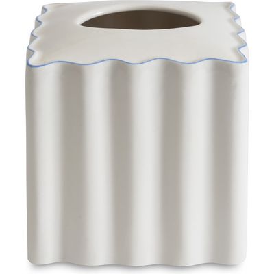 Kassatex Le Marais Porcelain Tissue Box Holder in White/Cornflower Blue 