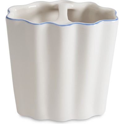 Kassatex Le Marais Porcelain Toothbrush Holder in White/Cornflower Blue 