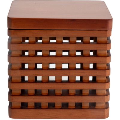 Kassatex Osaka Acacia Wood Cotton Holder in Medium Brown 