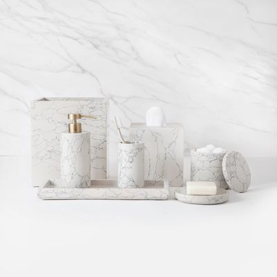 Kassatex Tramonti Bath Collection in White/Grey Tissue