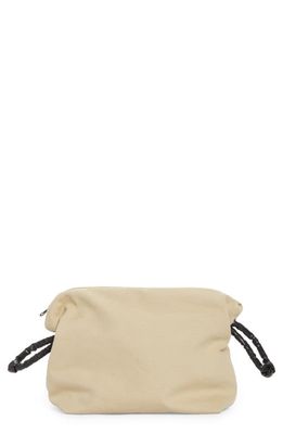 KASSL Contrast Trim Canvas Pouch Clutch in Beige /Oil Black 0170 