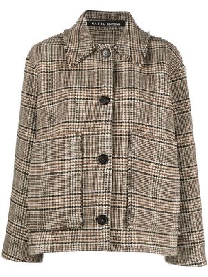 KASSL Editions check-pattern frayed oversized jacket - Neutrals