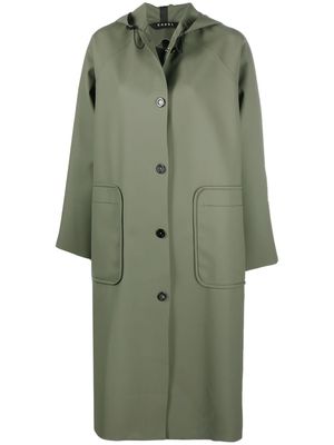 KASSL Editions drawstring-hood single-breasted coat - Green