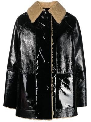 KASSL Editions high-shine panelled leather jacket - Black