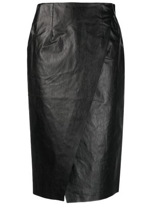 KASSL Editions strap-detail wrap midi skirt - Black