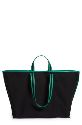 KASSL Large Contrast Trim Canvas Tote in Black /Oil Green 0175 