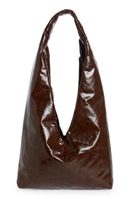 KASSL Medium Anchor Oiled Canvas Shoulder Bag in Dark Brown