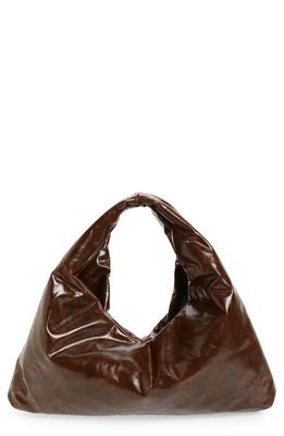 KASSL Small Anchor Oiled Canvas Top Handle Bag in Dark Brown