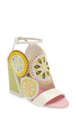KAT MACONIE Frida Crystal Medallion Ankle Strap Sandal in Sunny /Multi