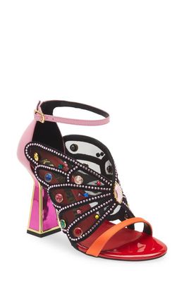 KAT MACONIE Raya Crystal Butterfly Ankle Strap Sandal in Wild Rose