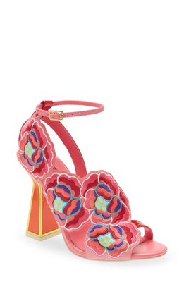 KAT MACONIE Rosie Floral Appliqué Sandal in Dragonfruit /Multi