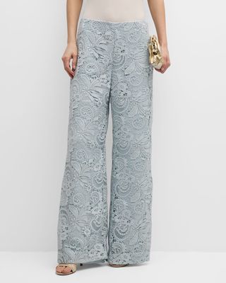 Kat Wide-Leg Floral Lace Pants