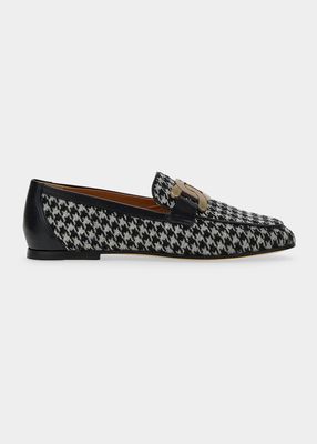 Kate Houndstooth Chain Loafers