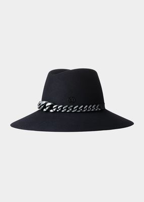 Kate Large-Brim Chain Wool Felt Hat