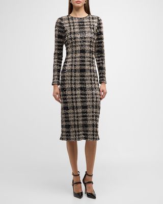 Kate Sequin Check Midi Dress