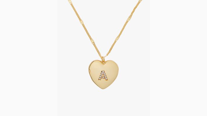 Kate Spade A Heart Letter Locket Necklace, Clear/Gold
