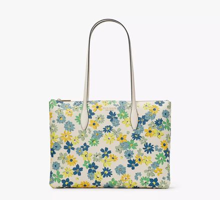 Kate Spade All Day Floral Medley Large Zip-Top Tote, Parchment