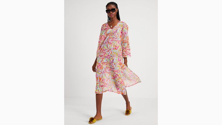 Kate Spade Anemone Floral Cover-Up Caftan, Pink