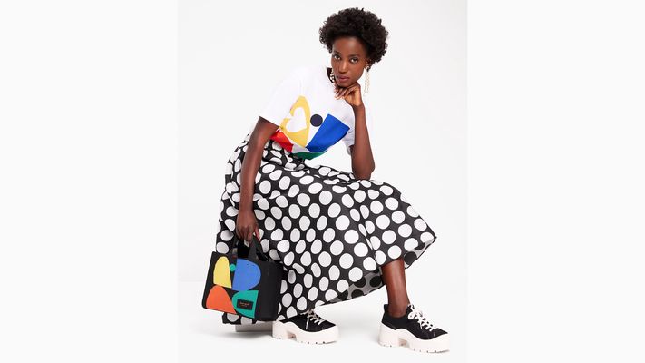 Kate Spade Art Dots Jacquard Skirt, Black/White