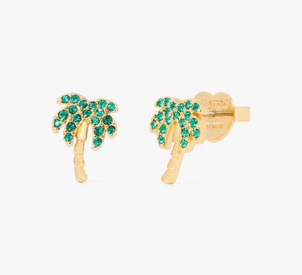 Kate Spade Away We Go Pavé Palm Tree Studs, Green