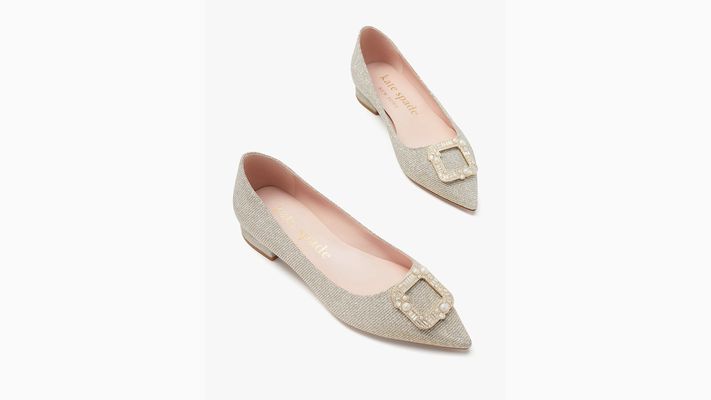 Kate Spade Buckle Up Flats, Champagne