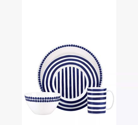Kate Spade Charlotte Street Four-Piece Place Setting, Navy, Stripped