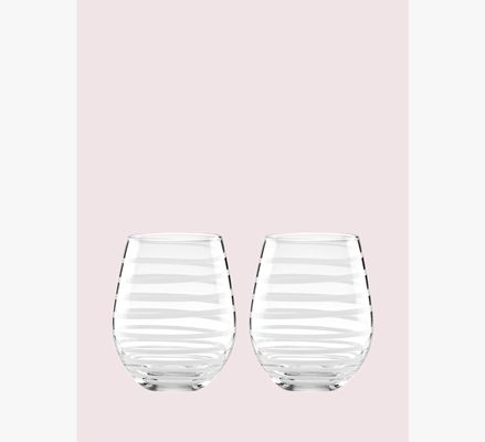 Kate Spade Charlotte Street Stemless Wine Glass Pair, Clear