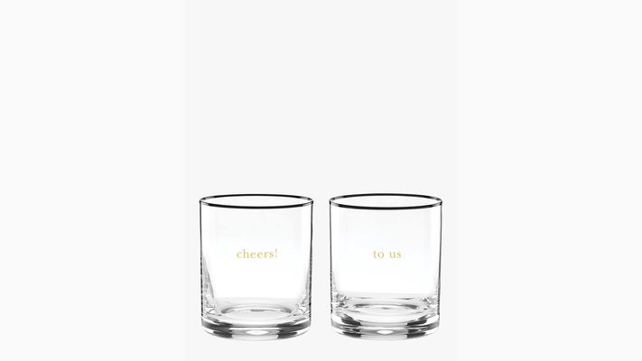 Kate Spade Cheers To Us Double Old Fashioned Glass Set, Clear