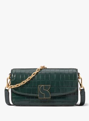 Kate Spade Dakota Croc-Embossed Small Crossbody, Rock Garden