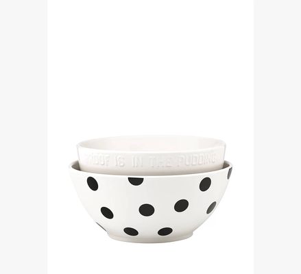 Kate Spade Deco Dot Set Of 2 Mixing Bowls, Black