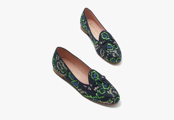 Kate Spade Devi Embroidered Loafers, Blazer Blue/ Picnic Floral