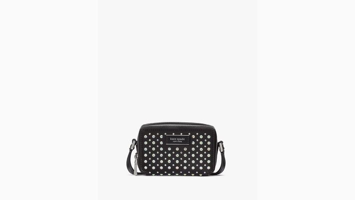 Kate Spade Double-Zip Embellished Micro Crossbody, Black