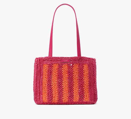 Kate Spade Eden Striped Crochet Large Tote, Pink