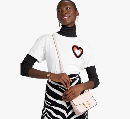 Kate Spade Embellished Overlapping Hearts Tee, Fresh White